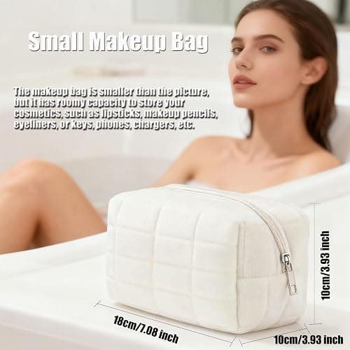 HABUAETY Makeup Cosmetic Bag Small Checkered Pouch Make Up Purse Bag Y2k Accessories thumbnail 4