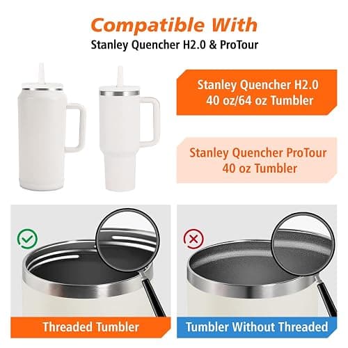 BLACKYEW 40 oz Tumbler Flip Straw Lid for Stanley Cup Accessories, 2 Pack Leak Proof Stanley Lid Replacement 40 oz for Stanley Quencher thumbnail 6
