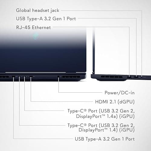 Alienware 16 Aurora Gaming Laptop AC16250-16" WQXGA 120Hz Display, Intel Core 7-240H Processor, 16GB DDR5 RAM, 1TB SSD, NVIDIA GeForce RTX 5050 8GB Graphics, Windows 11 Home, Onsite Service - Blue thumbnail 12