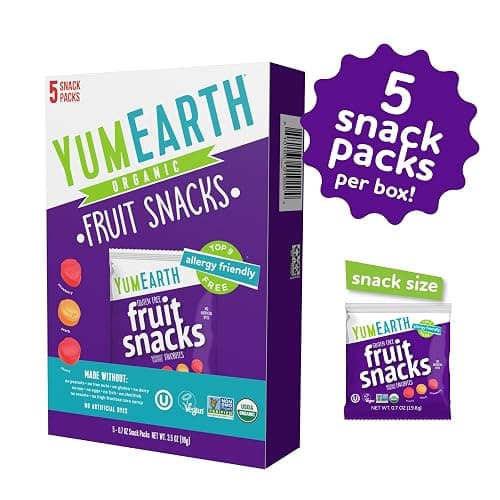YumEarth Organic Assorted Flavor Fruit Snacks - Allergy Friendly (Top 9 Free), No Artificial Dyes or Flavors, Non GMO, Gluten Free, Vegan Candy Snacks - 0.7 Ounce (Pack of 5) (3.5 Ounce Box (Pack of 5), Fruit) thumbnail 4