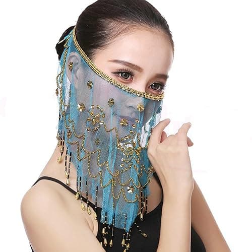 Belly Dance Face Veil India Dance Outfit Halloween Carnival Costumes Head Face Veil thumbnail 3