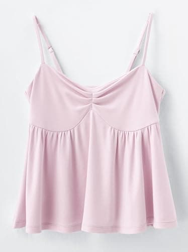 OMKAGI Cute Peplum Camisole Tops for Women Built in Bra Sleeveless Going Out Tank Top thumbnail 7