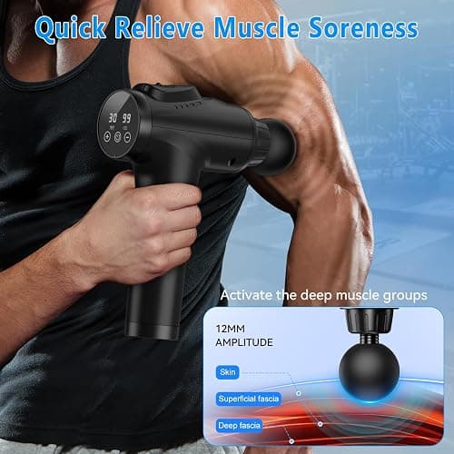 APHERMA Massage Gun, Muscle Massage Gun for Athletes Handheld Electric Deep Tissue Back Massager, Percussion Massage Device for Pain Relief with 30 Speed Levels 9 Heads Black thumbnail 6