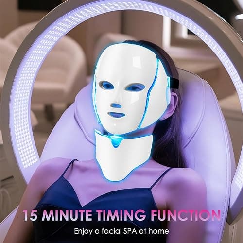 Red-Light-Therapy-for-Face, 7-1 Colors Led Face Mask Light Therapy, Facial Skin Care Mask, Birthday, Christmas, Mothers Day, Valentines Day Gifts for Her Women Mom Best Friend Wife Teacher (White) thumbnail 7