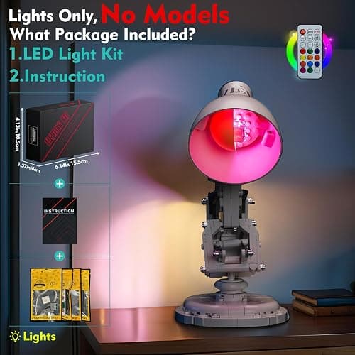 LocoLee 12-Color Light kit Compatible with Lego 21357 Pixar Luxo Jr - No Model Only Light, LED Lighting Accessories Compatible with Lego Ideas Pixar Small Table Lamp (Colorful Version) thumbnail 7
