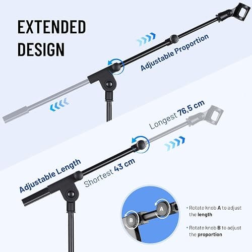 CAHAYA Tripod Boom Sheet Microphone Stand Metal Portable with Carrying Bag, for Performance Singing Speech Wedding Stage and Outdoor CY0329 thumbnail 2