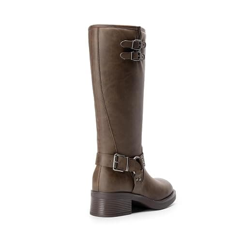 DREAM PAIRS Women's Knee High Boots Combat Boots Goth Boot Lace Up Adjustable Buckles Chunky Low Heel Fall Booties with Side Zipper to Put on and off thumbnail 7