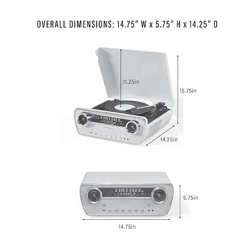 Crosley CR6047A-AB Powel 7-in-1 Bluetooth in/Out Vinyl Record Player with AM/FM Radio, CD Player, and Aux-in, Aqua Blue thumbnail 15