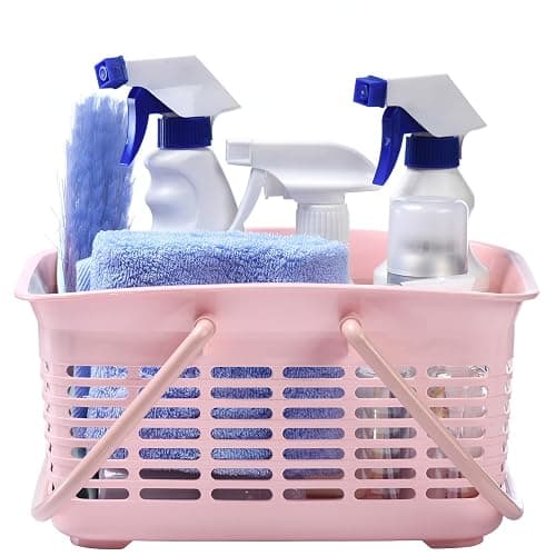 ALINK Plastic Shower Caddy Basket with Handle, Portable Organizer Storage Basket for College Dorm, Bathroom, Kitchen - Pink thumbnail 4