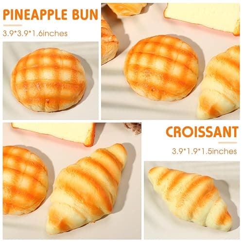 Foilswirl 5 Pcs Bread Stress Toy Soft Toast Bread Shape Toy Slow Rising Toy Anxiety Relief Food Toy for Kids Adult Tricky Funny Birthday Gifts Simulation Fake Food Stress Toy Balls(Style 1) thumbnail 5