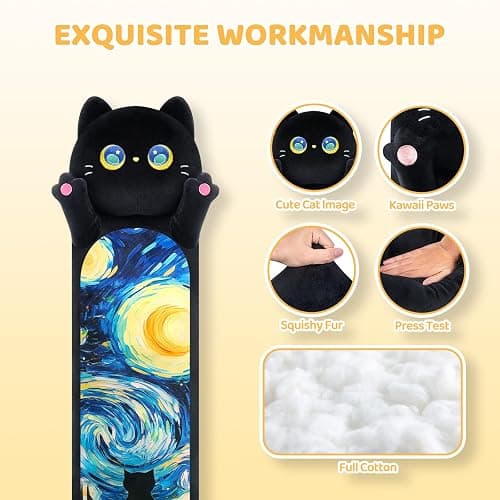 Mewaii Long Cat Plush Body Pillow, Cute Cat Plush Animals Kawaii Soft Plushies, Kitten Plush Pillow Gift for Girls Boys (Blue Starry Cat 53 Inch) thumbnail 4