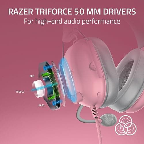 Razer BlackShark V2 X Xbox Gaming Headset: 50mm Drivers - Cardioid Mic - Lightweight - Comfortable Noise Isolating Earcups - for Xbox Series X, Series S, PS5, PC, Switch via 3.5mm Jack - Quartz Pink thumbnail 2