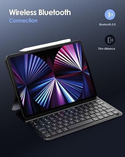 Qulose Keyboard Case for iPad(A16) 11th Generation 11 inch 2025/ 10th Generation 10.9" 2022 iPad Case with Keyboard, Slim Magnetic Bluetooth Folio Cover, Type C Charging, UK Layout, Black thumbnail 4