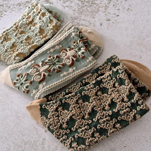 BOFAYS 5 Pairs Womens Floral Cute Socks Vintage Embroidered Plant Socks for Women Teens Cotton Cozy Ankle Sock thumbnail 3