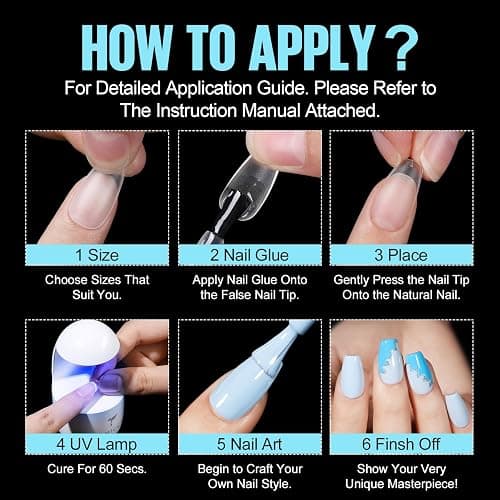TOMICCA Short Almond Matte Nail Tips & Nail Glue Kit, 150 pcs Full Coverage Soft Gel Nail Tips, No File, 8ml Nail Glue Soak off UV Lamp, Nail Tip Glue Set for Quick Nail Salon thumbnail 7