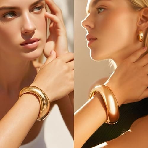 IFKM 36 PC Gold Plated Jewelry Set with 4 Necklace, 11 Bracelet, 7 Ear Cuffs Earring, 14 Knuckle Rings for Women Girls Valentine Anniversary Birthday Friendship Gift thumbnail 3
