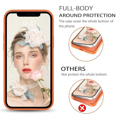 DUEDUE for iPhone 12 Case iPhone 12 Pro Case Liquid Silicone Slim Cover with Microfiber Lining Shockproof Protective Case for iPhone 12/12 Pro 6.1 inch Orange thumbnail 5