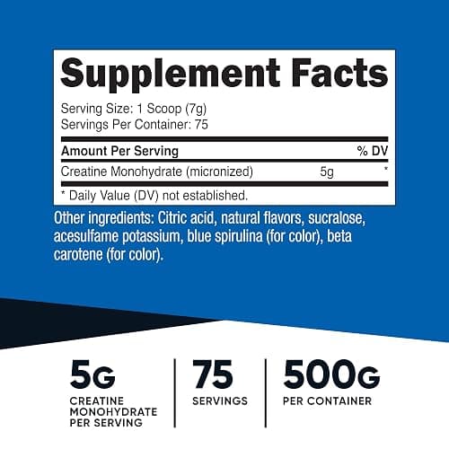 Nutricost Creatine Monohydrate Powder (Coastal Explosion, 500 Gram) - Micronized Creatine Supplement - Vegan, GMO-Free, Gluten Free thumbnail 2