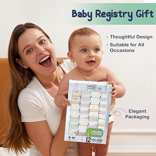 Mother's Choice Organic Cotton Baby Socks, 12 Pairs, Unisex 0-6 Months - Soft, Hypoallergenic Newborn & Infant Socks - Baby Girl & Boy Gifts, (12Pcs, Brown) thumbnail 8