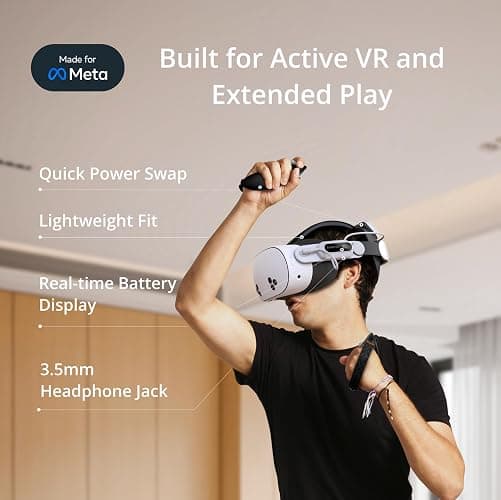BOBOVR E3 Pro Battery Strap Accessories for Meta Quest3/3S,10000mah Hot Swappable Fast Charging Battery and 3.5mm Audio Expansion thumbnail 2
