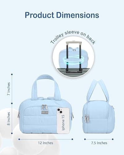 TOPDesign Travel Toiletry Bag for Women, Puffer Large Toiletry Bag, Lightweight Cosmetic Makeup Organizer with Handle for Traveling, Accessories, Essentials, Toiletries (Ocean Blue) thumbnail 3