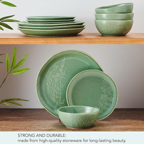 Pfaltzgraff Carrie 12 Piece Dinnerware Set, Service for 4, Green thumbnail 6