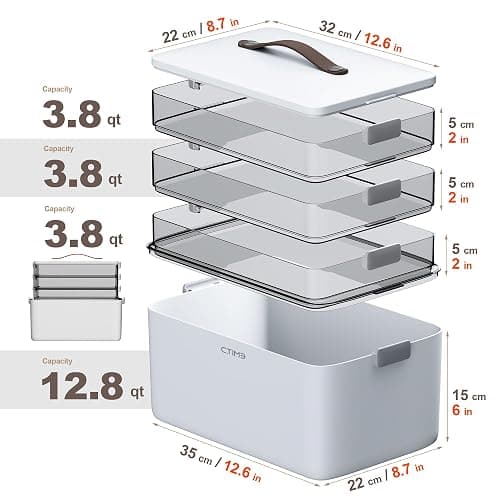 CTIME 4-Tier Medicine Organizer - Portable Medicine Cabinet with Handle | Multipurpose Medical Box, Pill Organizer, Empty First Aid Kit for Home Organization Must thumbnail 3