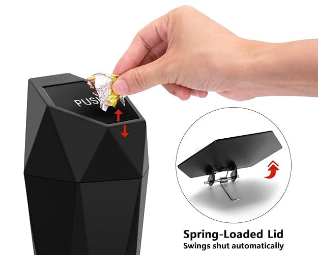 Ginsco 2 Pack Car Trash Can with Lid, Cup Holder Garbage Can for Car, Garbage Bin Cars Accessories for Interior, Leakproof Small Trash Bin, Mini Trash Can for Cars, Home, Bedroom, Office (Black) thumbnail 9