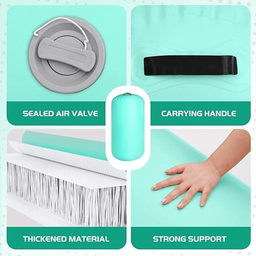 KIKILIVE Inflatable Gymnastics Mat and Air Roller Barrel Set with Pump | Air Mat Track 4 inches Thickness and Air Roller Gymnastics Barrel with Pump for Home Outdoor Training Cheerleading thumbnail 3