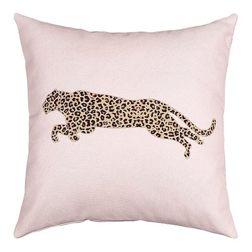 African Cheetah Throw Pillow Cover Leopard Print Safari Animal Skin Farmhouse Cushion Cover for Camper Office,Watercolor Pink Girls Room Decor Pillowcase Outdoor Pillow Cover, 1 Pack 18"x18" - Image 1