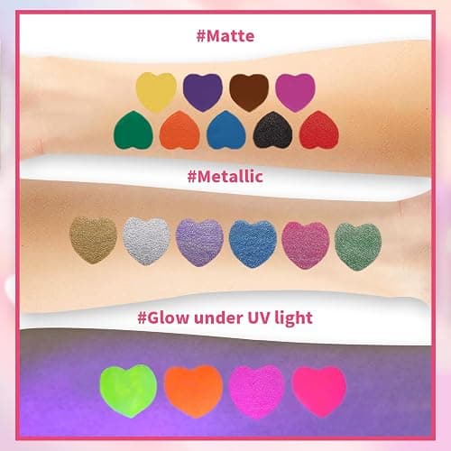 Temporary Tattoo Marker for Skin, 15 Colors Tattoo Pen + 50 Stencils for Painting + 43 Henna Tattoo Sticker, Glitter & Matte & Neon Glow Face Body Paint Markers for Teens and Adult thumbnail 3