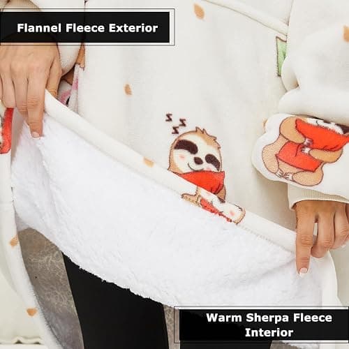 THREE POODLE Wearable Blanket Hoodie for Women, Oversized Sherpa Sweatshirt Blanket for Adults Men, Cozy Sloth Hooded Blankets, Gifts for Teen Girls Women Mom Sister thumbnail 6