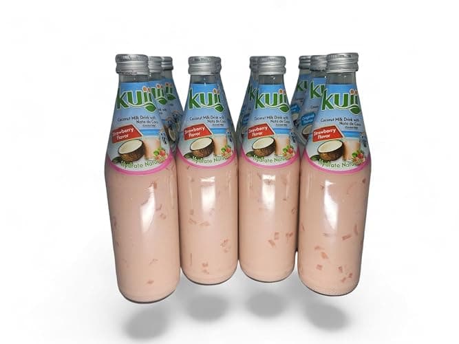 Kuii Premium Coconut Milk Drink With Nata de Coco Strawberry Flavor 12 Case Pack 485 Ml-16.3 Oz - Image 1