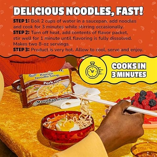Maruchan Ramen Pork, Instant Ramen Noodles, Ready to Eat Meals, 24 Count thumbnail 8