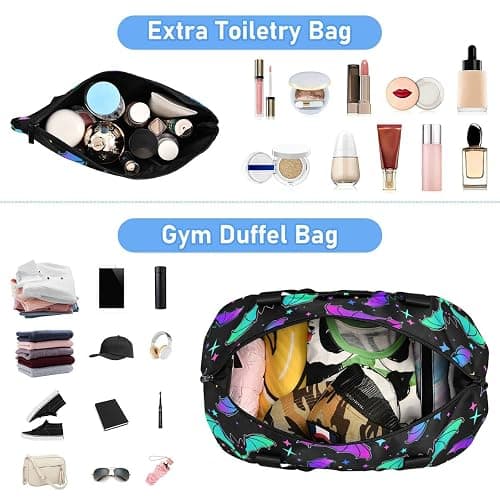 Travel Duffel Tote Bag Halloween Luminous Bats Sports Duffel Bag with Wet Pocket Weekender Overnight Bag for Women Men Gym Bag, Carry On Bag Hospital Bag for Labor and Delivery thumbnail 4