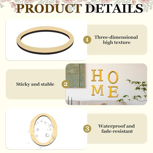 PATIKIL 7.87 Inch 3D Acrylic Alphabet Mirror Wall Stickers Letter O Self-Adhesive Home Decor Letter Sign Art Sticker Decal for DIY Home Decoration Light Gold thumbnail 4