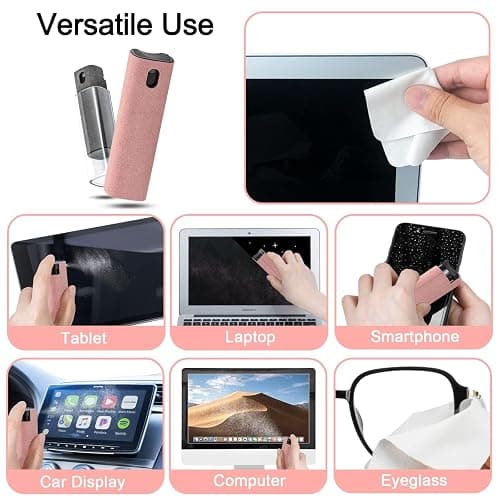 2 Pack Screen Cleaner Spray and Wipe for Laptop Monitor and Car Screens, Phone Touchscreen Mist Cleaning Kit for Cellphone, Tablet, PC, Computer, LCD, Eyeglass, iPhone, iPad, Mac Pro - Black and Pink thumbnail 5