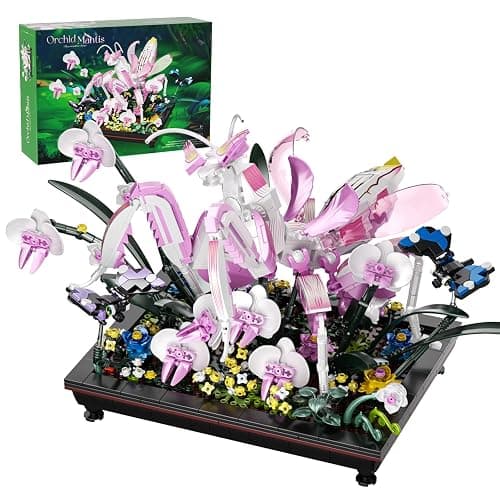 Orchid Praying Mantis Flowers Bonsai Building Set, Compatible with Lego Insects Nature Inspired STEM Kit for Adults, Stunning Desk Decor for Home/Office, for Boys Girls Aged 8-16+ 1077PCS - Image 1