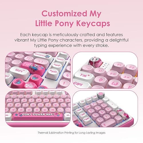 My Little Pony Wireless Mechanical Keyboard - 101 Keys RGB Gaming Keyboard with Custom Linear Switches, Hot-Swap & Knob Control, Triple Connection (BT5.0/USB-C/2.4GHz), Ergonomic for Work & Gaming thumbnail 3