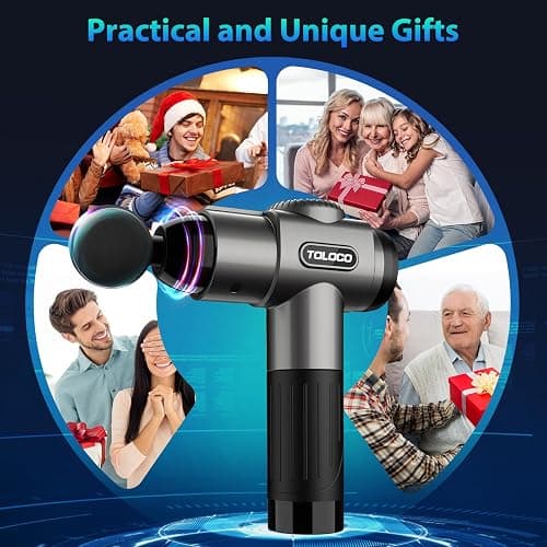 TOLOCO Massage Gun, Deep Tissue Back Massage for Athletes for Pain Relief, Percussion Massager with 10 Massages Heads & Silent Brushless Motor, Fathers Day Dad Gifts, Grey thumbnail 7