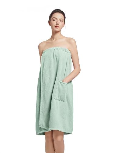 Women'S Soft Wrap Towel Full Length，Bath Robe After Shower Female Plush Long，Spa Bathrobes Lightweight With Pockets - Image 1