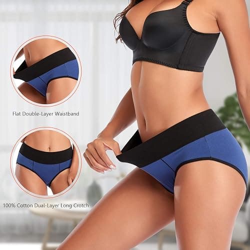 Eiggam Underwear for Women Cotton High Waist Panties Full Coverage Briefs Soft Strech Ladies Breathable Panties-Multi Pack thumbnail 3