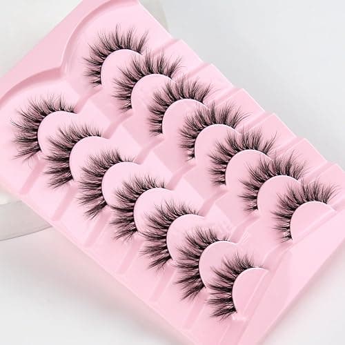 Lashes Natural Cat Eye Lashes Wispy Eyelashes 15mm False Eyelashes Wispy Lash Strips 3D Volume Fake Eyelash Thin Cotton Band Soft Eye Lash Pack 7 Pairs Siligli thumbnail 4