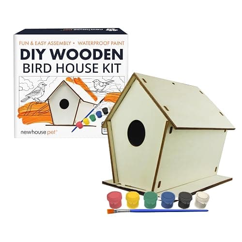 Newhouse Pet DIY Wooden Birdhouse Kit NHP-DIYH-SQ, Easy-to-Build DIY Birdhouse Kit for Kids, Arts and Crafts for Adults and Kids, Bird House for Outside with Weather-Resistant Acrylic Paints thumbnail 2