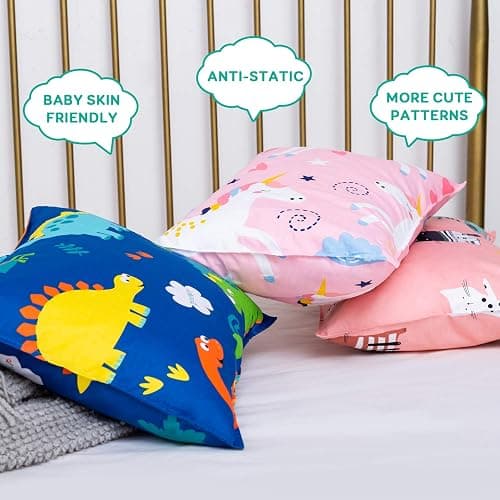 Cottonblue Toddler Pillow Set with Organic Cotton Pillowcase, Pink Unicorn, 14x19 inches, Machine Washable thumbnail 6