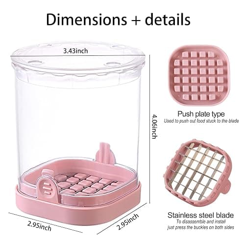 Fruit Chopper Cup - Fruit dicer - Vegetable Chopper - Fruit and Vegetable Speed Chopper with Push Plate - Detachable Fruit Cutter - Kitchen Gadgets - Home Essentials (Pink) thumbnail 3