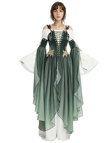 daizbella Renaissance Costume Women Ren Faire Dress Outer Garment Elf Costume for Women(Underskirt Not Included) - Image 1