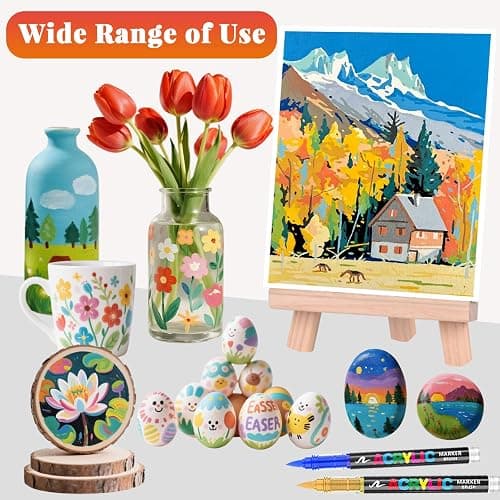 Funnasting 168 Couleurs Feutre Acrylique, Tête de Brosse Douce Marqueur Peinture Acrylique pour Coloriage, Verre, Tissu, Oeuf, Pétroglyphes et Bricolage Arts & Crafts Fournitures thumbnail 7