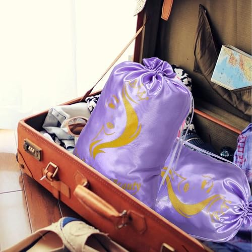 Satin Bags with Drawstring - Soft Pouches for Multiple Pieces, Bundles & Hair Extension Supplies - Home and Salon Use (6PCS Purple) thumbnail 6