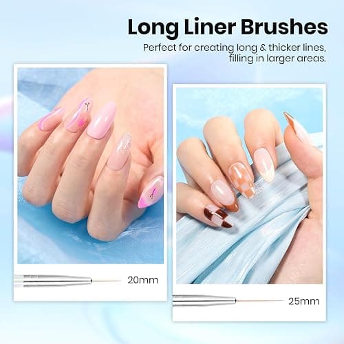 Beetles Nail Art Pens Brushes, 5pcs Nail Art Liner Brushes Set Painting | Nail Dotting Drawing Tool Metal Handle for Long Lines, Details, Fine Sizes 7/11/15/20/25mm Gift for Women thumbnail 5